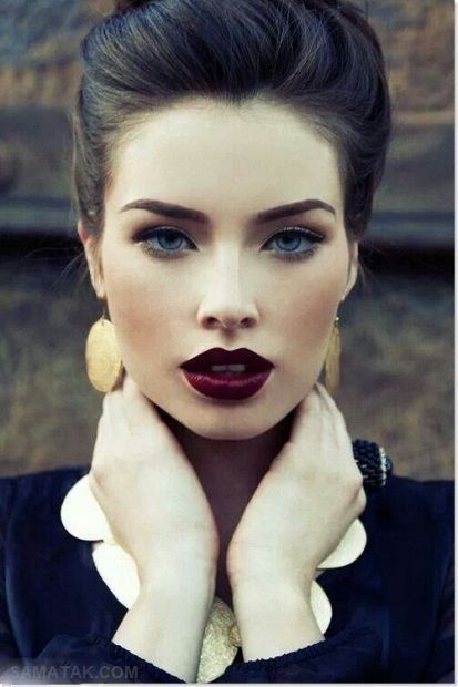 عکس مدل های جدید آرایش صورت با رژ لب تیره مات عکس مدل های جدید آرایش صورت با رژ لب تیره مات