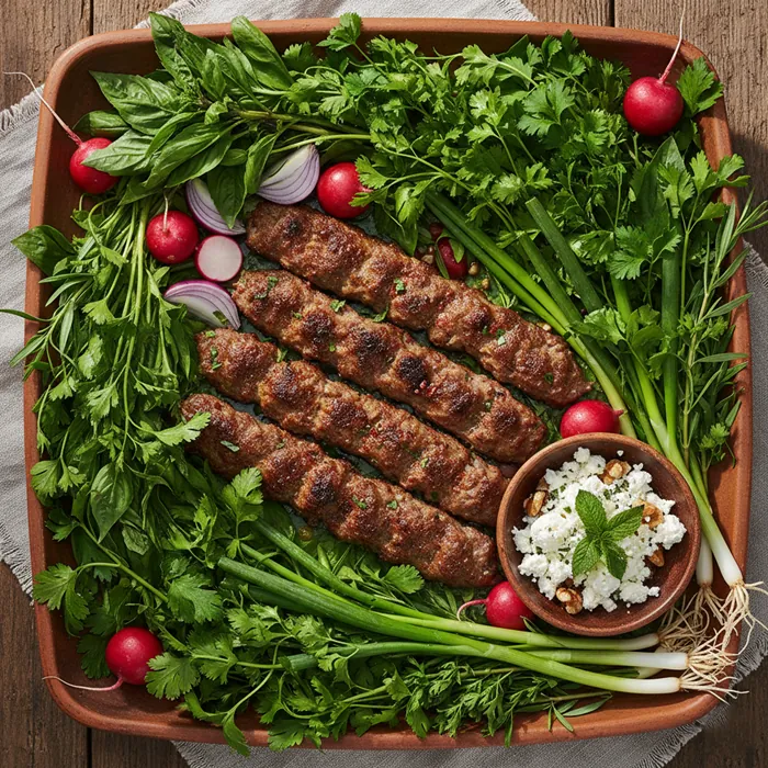تزیین کباب کوبیده در دیس با دورچین 1