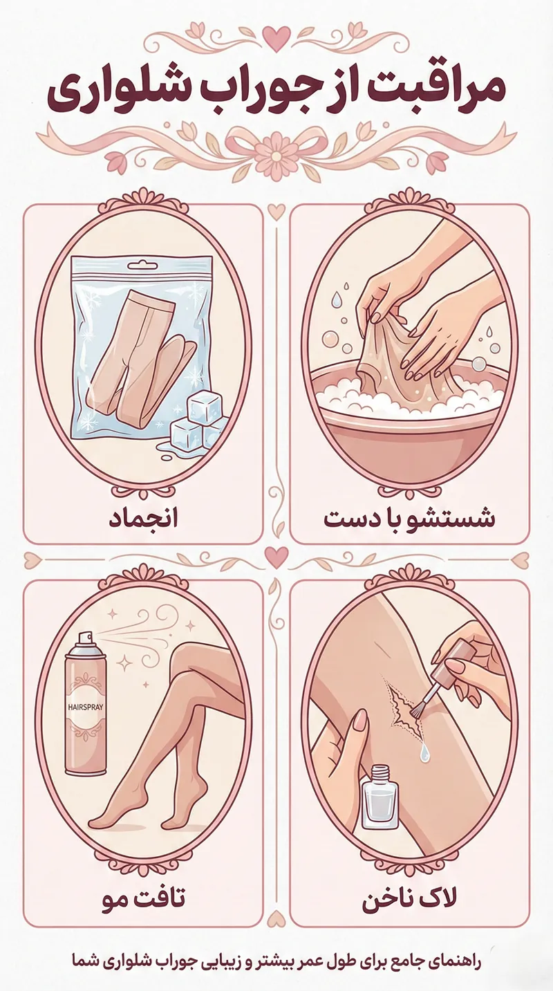10 راز طلایی برای جلوگیری از در رفتن جوراب شلواری؛ خداحافظی با نخ کش شدن! 2 جلوگیری از در رفتن جوراب شلواری