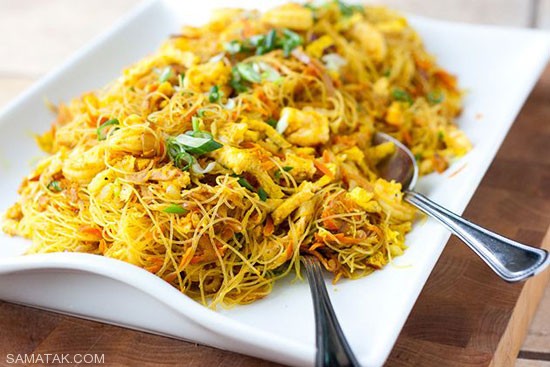 طرز تهیه نودل سنگاپوری غذای خوشمزه آسیایی