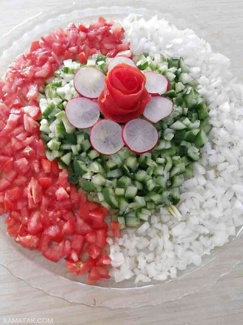 طرز تهیه و تزیین سالاد شیرازی مجلسی