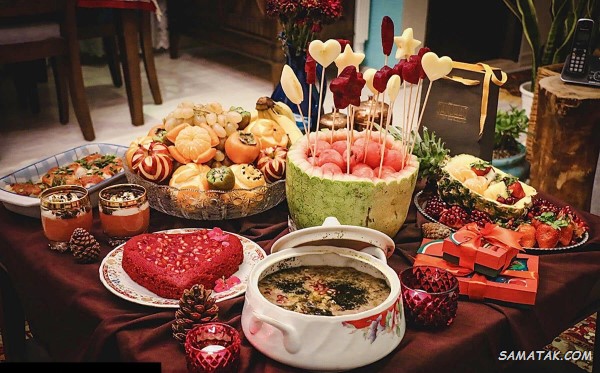سفره شب یلدا باکلاس + تزیین سفره شب یلدا ساده و شیک سفره شب یلدا باکلاس + تزیین سفره شب یلدا ساده و شیک