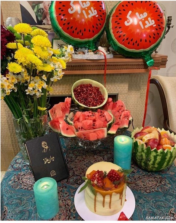 سفره شب یلدا باکلاس + تزیین سفره شب یلدا ساده و شیک سفره شب یلدا باکلاس + تزیین سفره شب یلدا ساده و شیک
