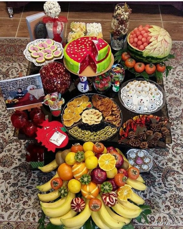 سفره شب یلدا باکلاس + تزیین سفره شب یلدا ساده و شیک سفره شب یلدا باکلاس + تزیین سفره شب یلدا ساده و شیک