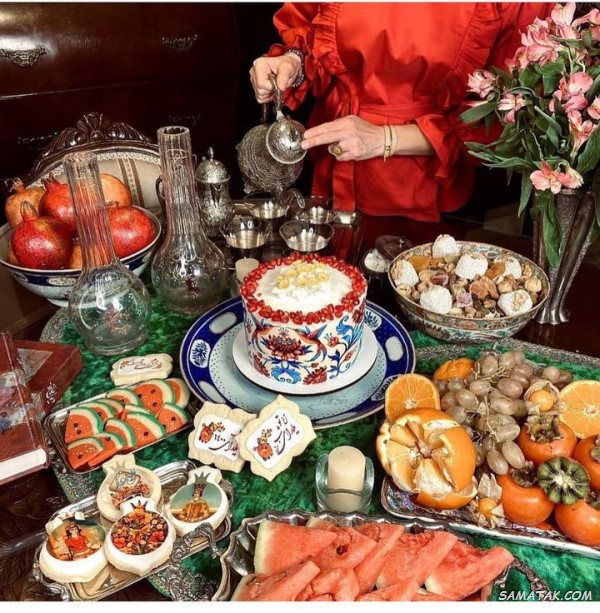 سفره شب یلدا باکلاس + تزیین سفره شب یلدا ساده و شیک سفره شب یلدا باکلاس + تزیین سفره شب یلدا ساده و شیک