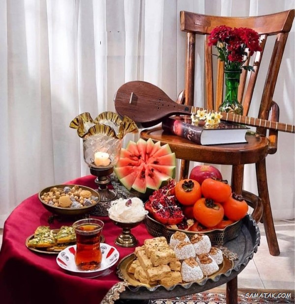 سفره شب یلدا باکلاس + تزیین سفره شب یلدا ساده و شیک سفره شب یلدا باکلاس + تزیین سفره شب یلدا ساده و شیک