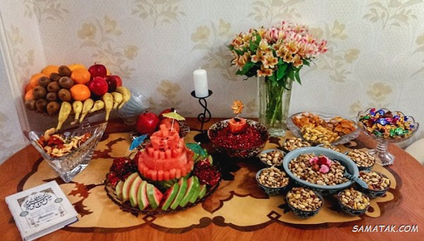 سفره شب یلدا باکلاس + تزیین سفره شب یلدا ساده و شیک سفره شب یلدا باکلاس + تزیین سفره شب یلدا ساده و شیک