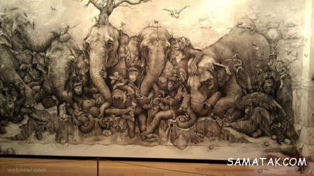 ترسیم نقاشی های سه بعدی با استفاده از زغال ترسیم نقاشی های سه بعدی با استفاده از زغال