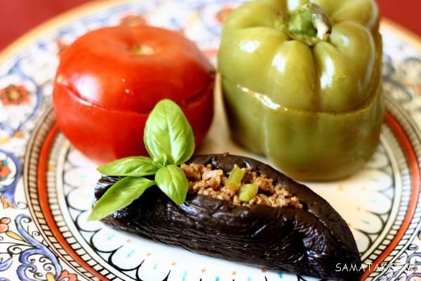 طرز تهیه دلمه بادمجان و فلفل دلمه ای و گوجه طرز تهیه دلمه بادمجان و فلفل دلمه ای و گوجه