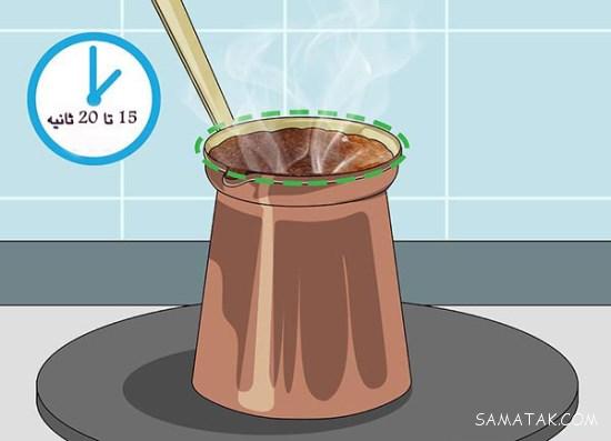 طرز تهیه قهوه ترک با قهوه جوش دستی روی گاز 9 مدت زمان دم کردن قهوه ترک
