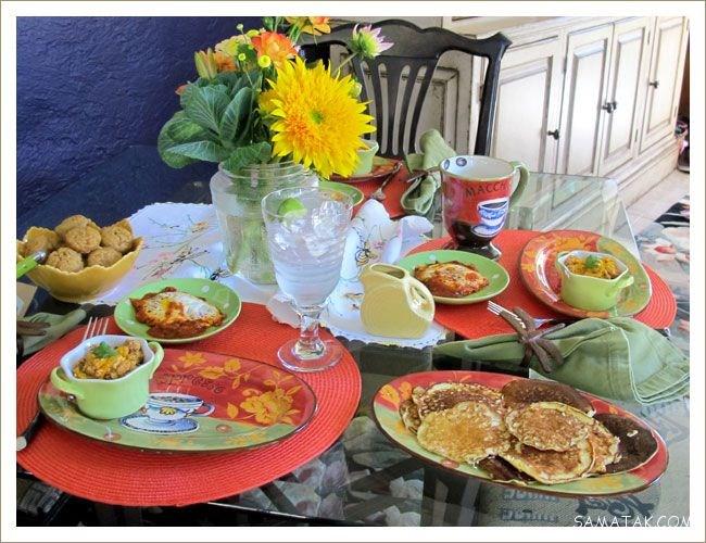 تزیین میز صبحانه ساده و شیک + چیدمان میز صبحانه دونفره تزیین میز صبحانه ساده و شیک + چیدمان میز صبحانه دونفره