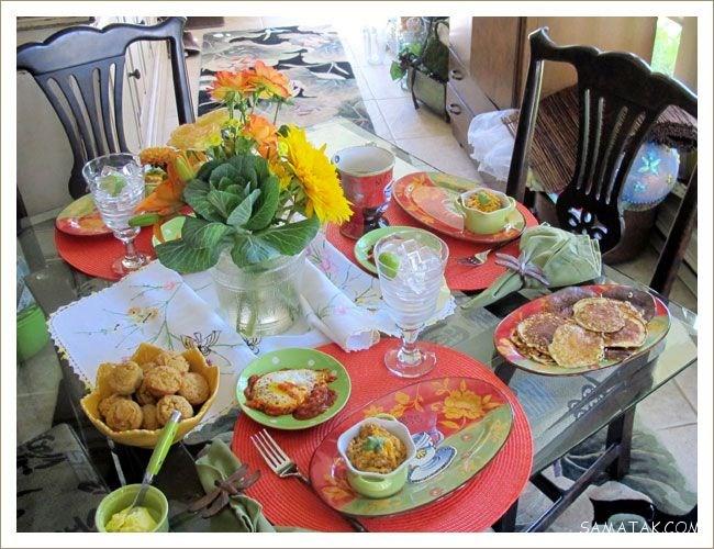 تزیین میز صبحانه ساده و شیک + چیدمان میز صبحانه دونفره تزیین میز صبحانه ساده و شیک + چیدمان میز صبحانه دونفره