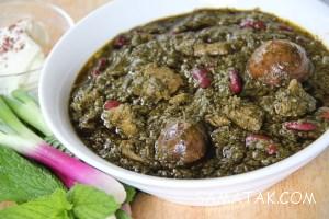 دستور پخت خورش قورمه سبزی با مرغ و لوبیا چیتی 31 858368276 samatak com