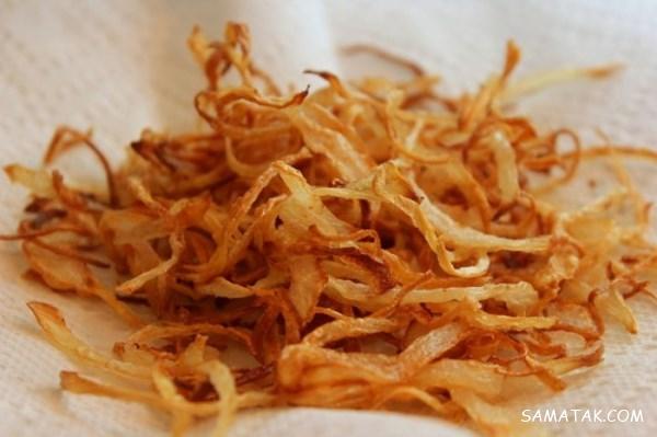 طرز تهیه پیاز داغ رژیمی بدون روغن در ماهیتابه و مایکروفر طرز تهیه پیاز داغ رژیمی بدون روغن در ماهیتابه و مایکروفر