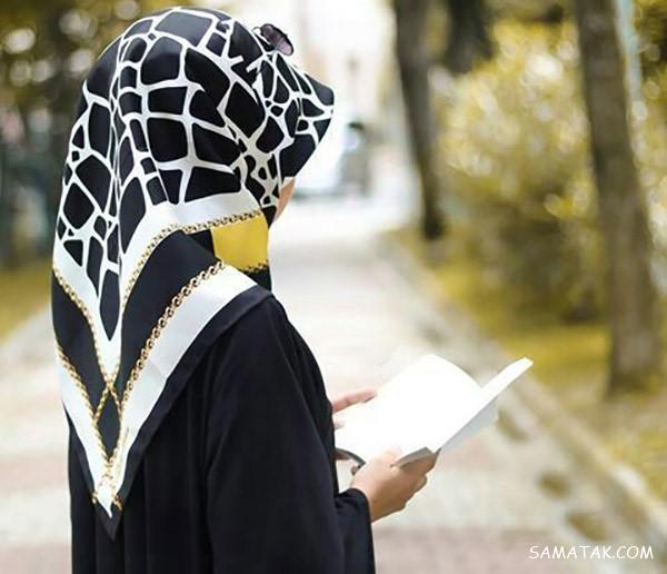 50 مدل روسری نخی سفید مشکی مجلسی راه راه و ساده