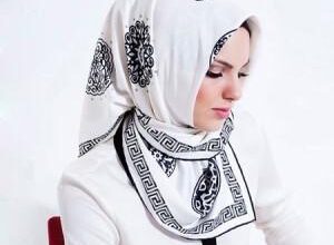 50 مدل روسری نخی سفید مشکی مجلسی راه راه و ساده 13 66145036 samatak com