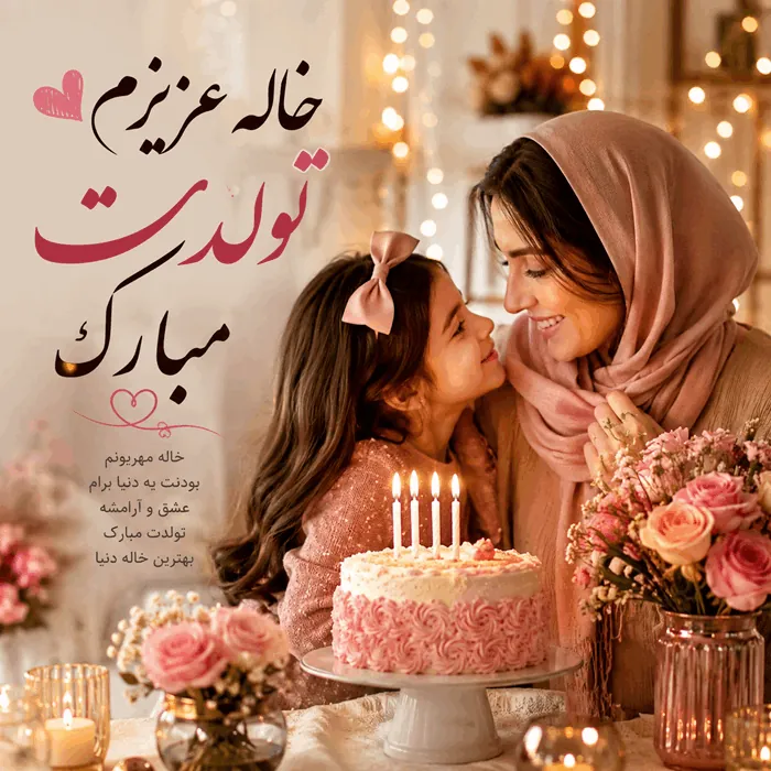 متن پیام تبریک تولد خاله از طرف خواهرزاده با عکس نوشتههای زیبا 8 تبریک تولد به خاله 7