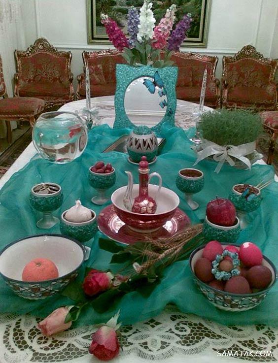 چیدن سفره هفت سین روی میز گرد - مستطیل - ناهار خوری (۹۸ مدل)