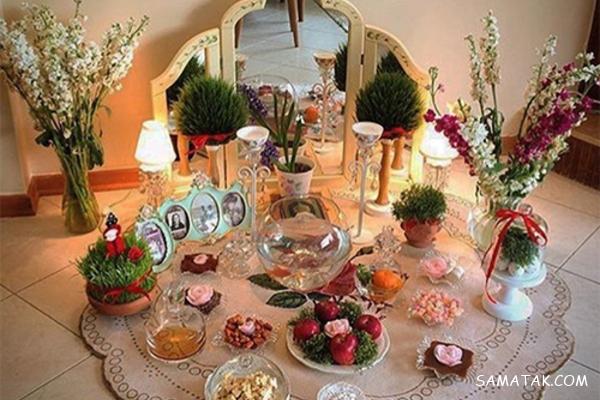 چیدن سفره هفت سین روی میز گرد - مستطیل - ناهار خوری (۹۸ مدل)