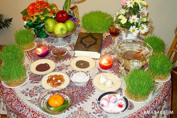 چیدن سفره هفت سین روی میز گرد - مستطیل - ناهار خوری (۹۸ مدل)