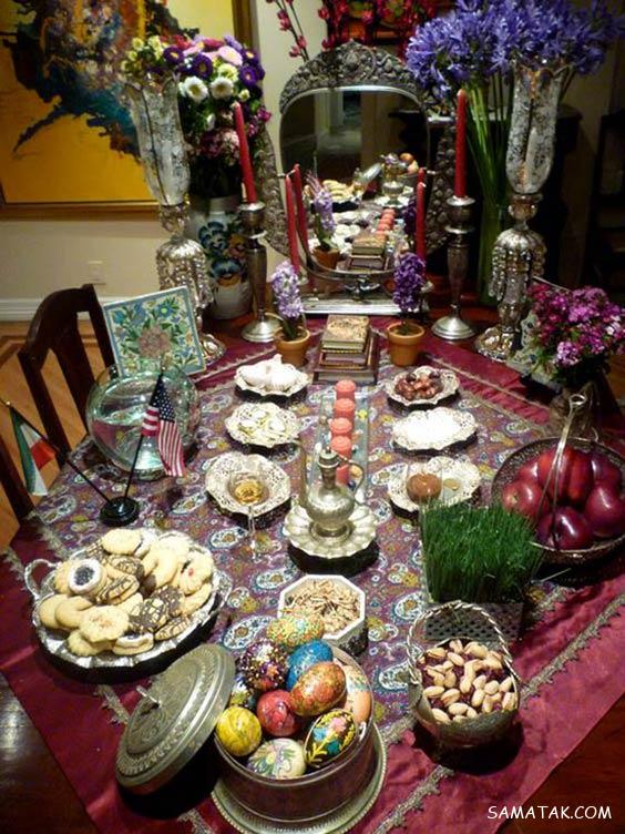 چیدن سفره هفت سین روی میز گرد - مستطیل - ناهار خوری (۹۸ مدل)