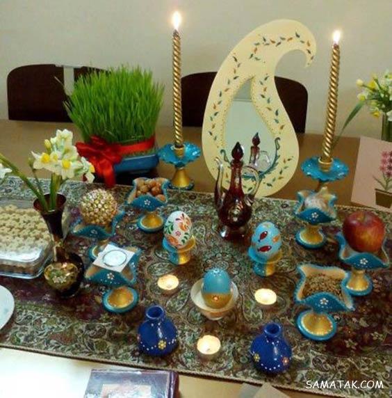 چیدن سفره هفت سین روی میز گرد - مستطیل - ناهار خوری (۹۸ مدل)