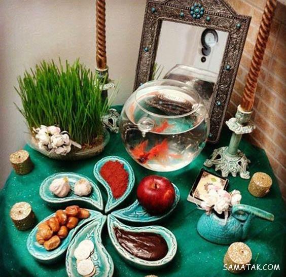 چیدن سفره هفت سین روی میز گرد - مستطیل - ناهار خوری (۹۸ مدل)