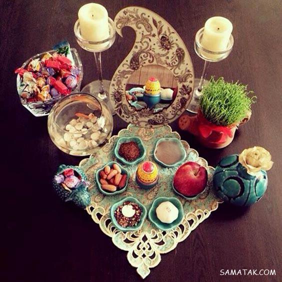 چیدن سفره هفت سین روی میز گرد - مستطیل - ناهار خوری (۹۸ مدل)
