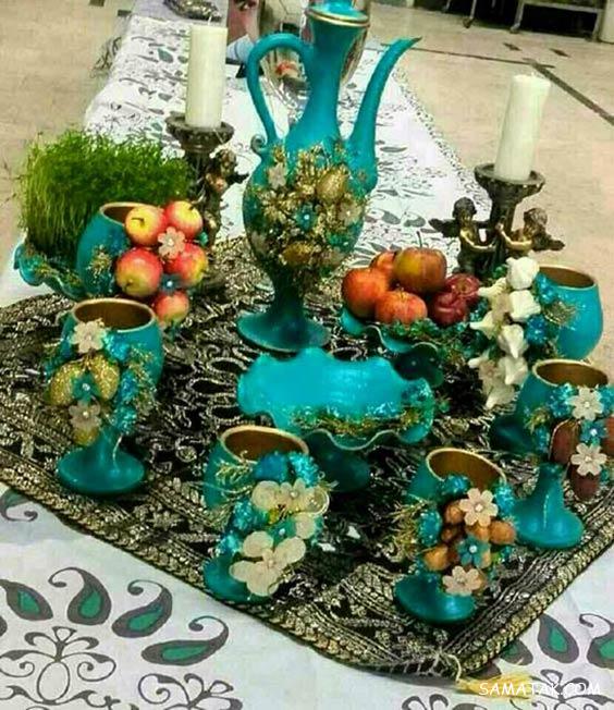چیدن سفره هفت سین روی میز گرد - مستطیل - ناهار خوری (۹۸ مدل)