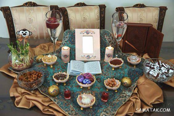 چیدن سفره هفت سین روی میز گرد - مستطیل - ناهار خوری (۹۸ مدل)