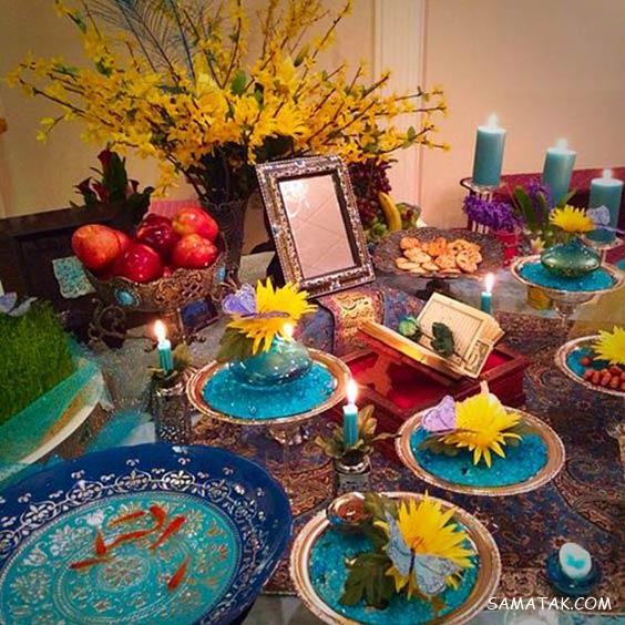 چیدن سفره هفت سین روی میز گرد - مستطیل - ناهار خوری (۹۸ مدل)
