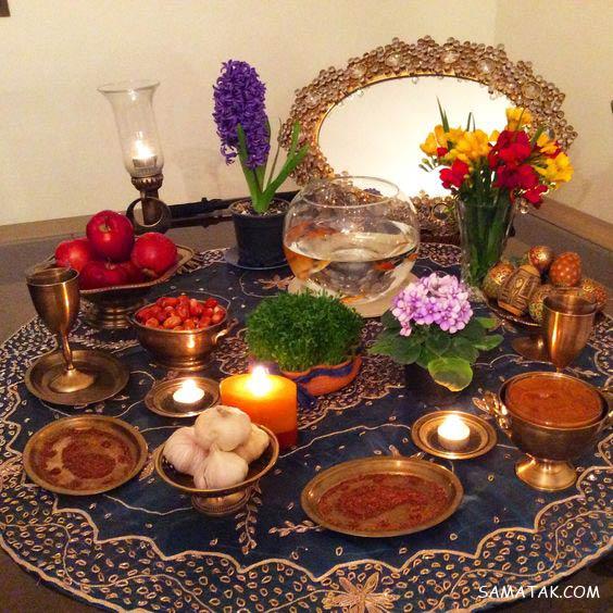 چیدن سفره هفت سین روی میز گرد - مستطیل - ناهار خوری (۹۸ مدل)