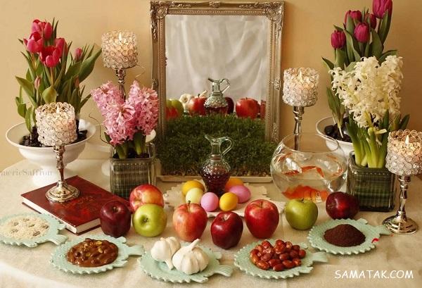 چیدن سفره هفت سین روی میز گرد - مستطیل - ناهار خوری (۹۸ مدل)
