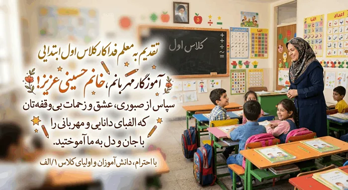 متن کوتاه تشکر والدین از معلم کلاس اول 5