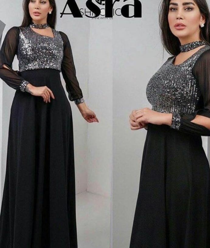 مدل ماکسی مجلسی زنانه با پارچه لمه شنی و نگین دار مدل ماکسی مجلسی زنانه با پارچه لمه شنی و نگین دار