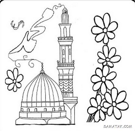 نقاشی عید مبعث کودکانه | نقاشی ساده عید مبعث برای رنگ آمیزی کودکان