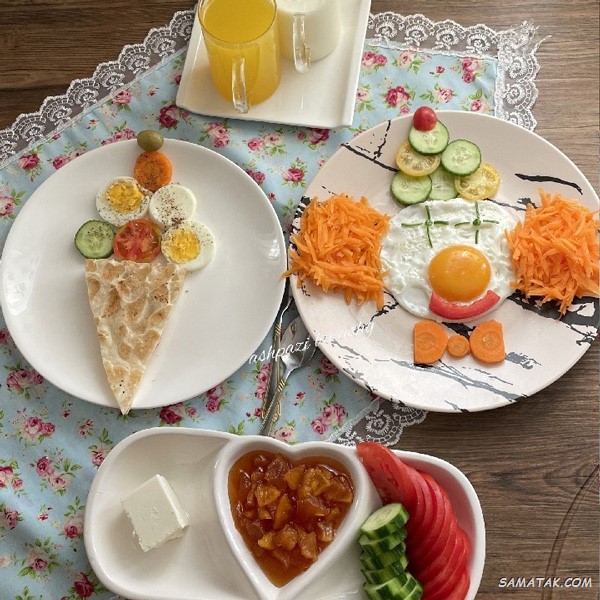 تزیین صبحانه سالم و ساده برای مدرسه تزیین صبحانه سالم و ساده برای مدرسه