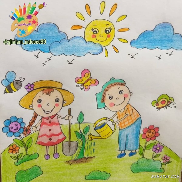 زیباترین نقاشی روز درختکاری برای مدرسه زیباترین نقاشی روز درختکاری برای مدرسه