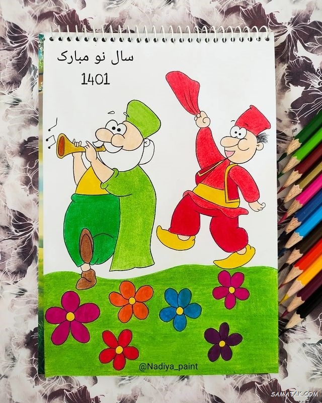نقاشی عید نوروز 39 نقاشی عید نوروز رنگ شده