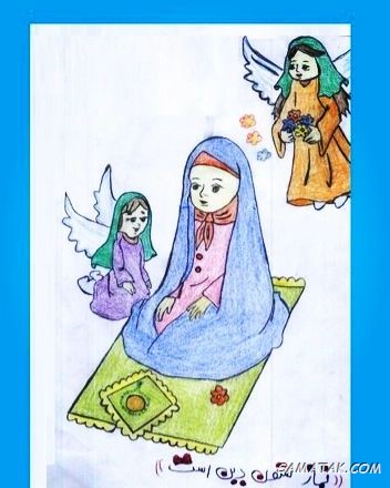 نقاشی نماز برای رنگ آمیزی + بهترین نقاشی نماز پسرانه و دخترانه آسان