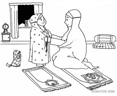 نقاشی نماز برای رنگ آمیزی + بهترین نقاشی نماز پسرانه و دخترانه آسان