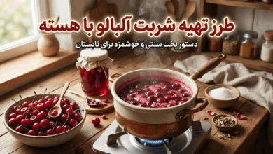 طرز تهیه شربت آلبالو با هسته