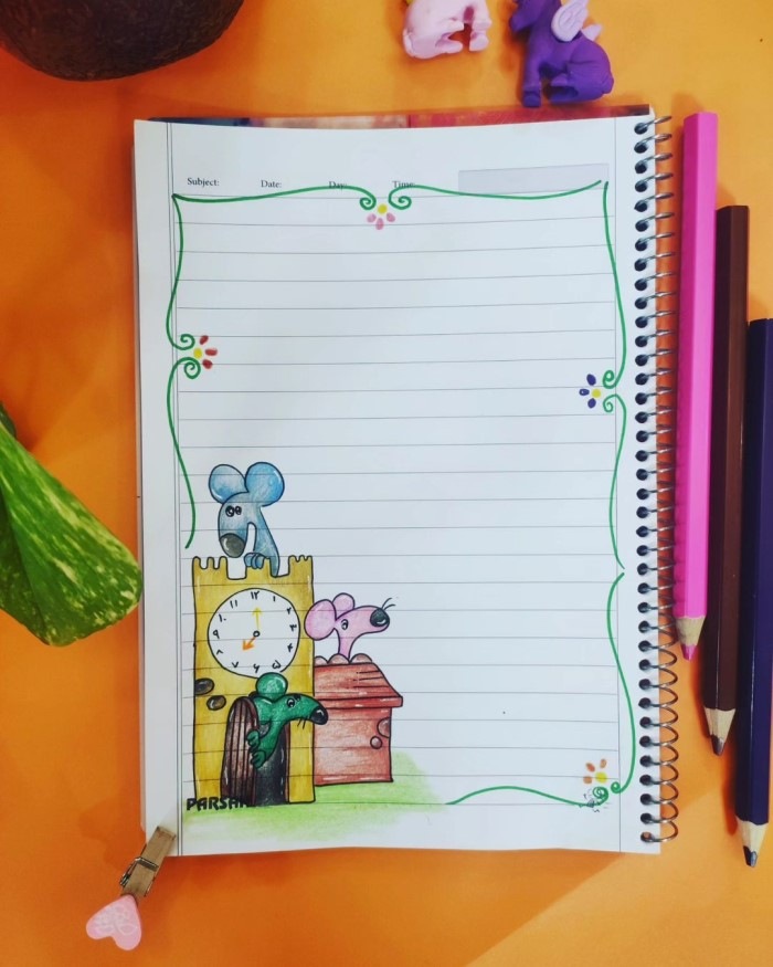 تزیین دفتر مشق دخترانه کلاس اول 2