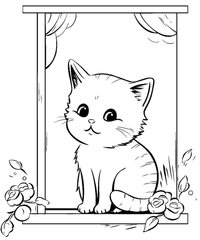 نقاشی گربه برای رنگ آمیزی 7