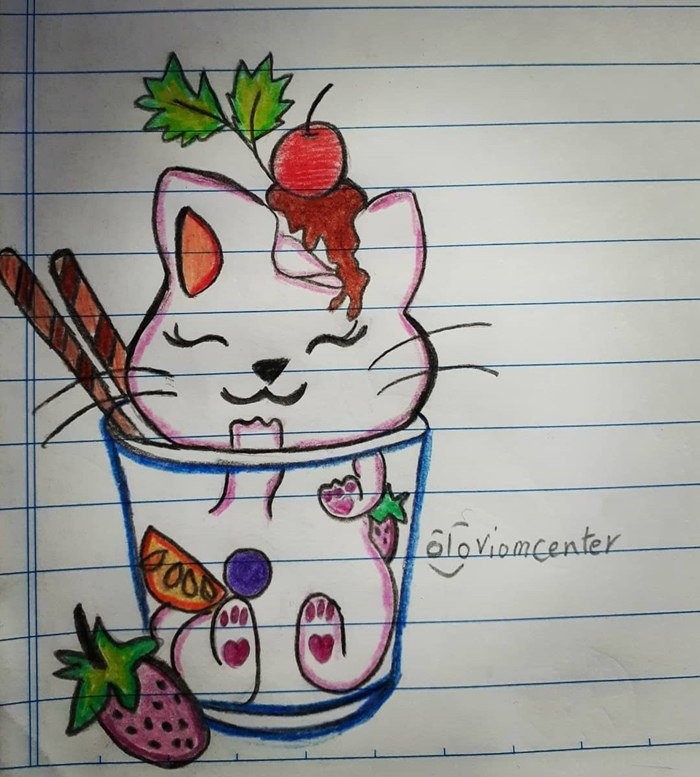 نقاشی گربه حاشیه دفتر 2