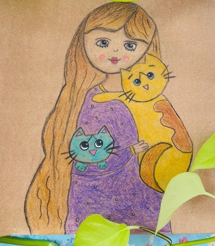 نقاشی گربه دخترانه 2