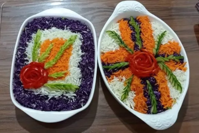 تزیین سالاد کاهو در ظرف بیضی شکل 5
