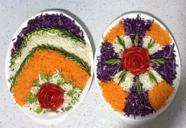 تزیین سالاد کاهو در ظرف بیضی شکل 6