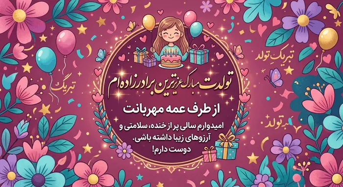 متن تبریک تولد برادرزاده دختر و پسر از طرف عمه 2 تبریک تولد برادرزاده 1