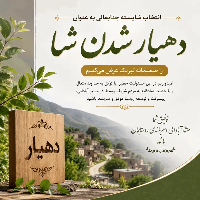 متن پیام تبریک دهیار شدن 1 تبریک دهیار شدن 1